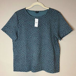 NWT Ann Taylor Teal & Black Polka Dot Animal Print T-Shirt